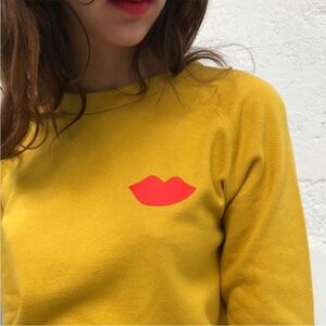 Clare V Lips Sweatshirt - Mustard